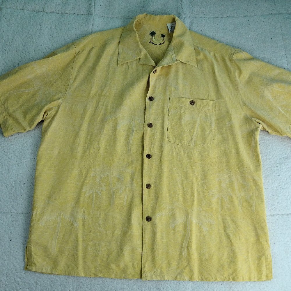 Banana Cabana Yellow L/S Bup Silk Shirt X-Large